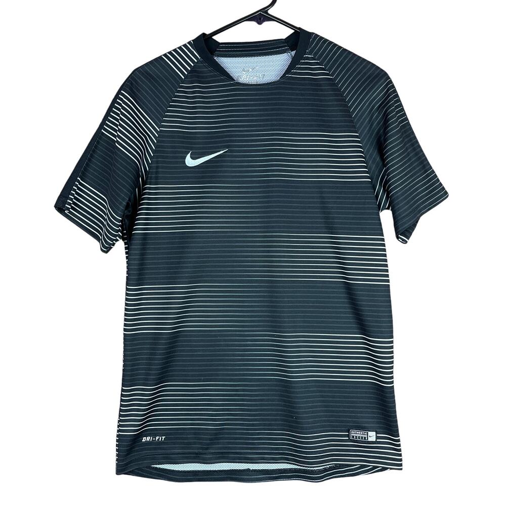 Nike Black and White Striped Short Sleeve Tee